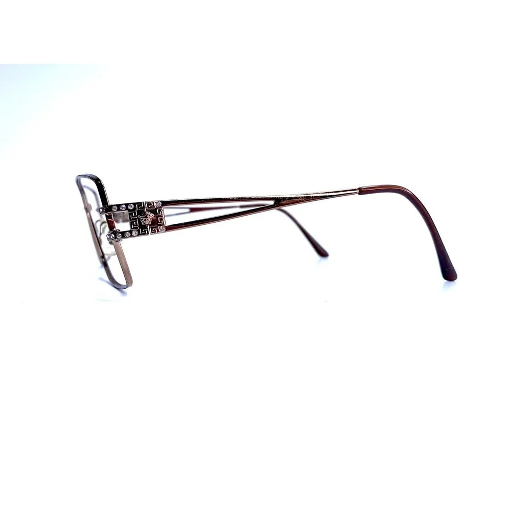 Versace Gold Rectangular Medusa Glasses Studded Temple MOD 1114B 54 18 130